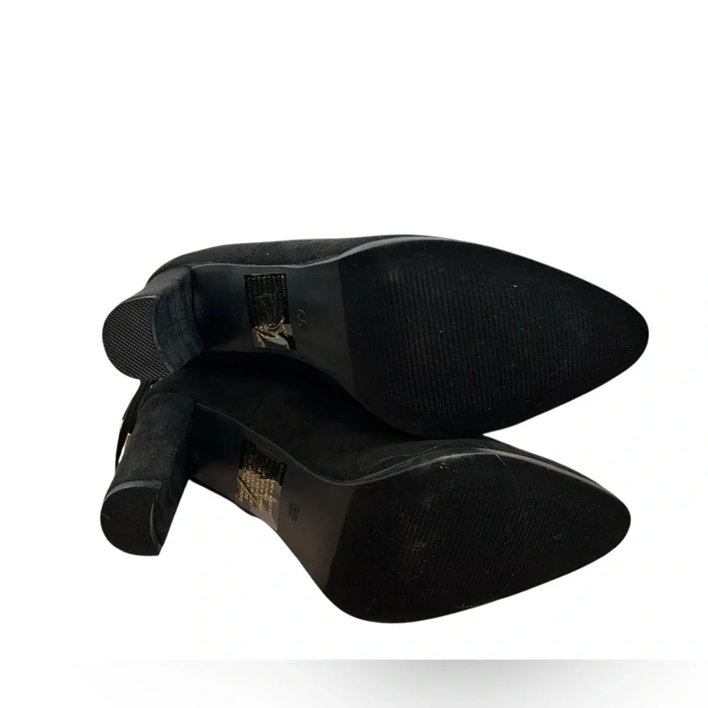 JustFab Black Fabric Raine Booties 3.25” Heel Women’s Sz 6.5 New with Box